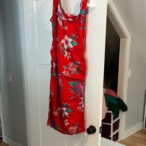 Old Navy Red Floral Midi Dress